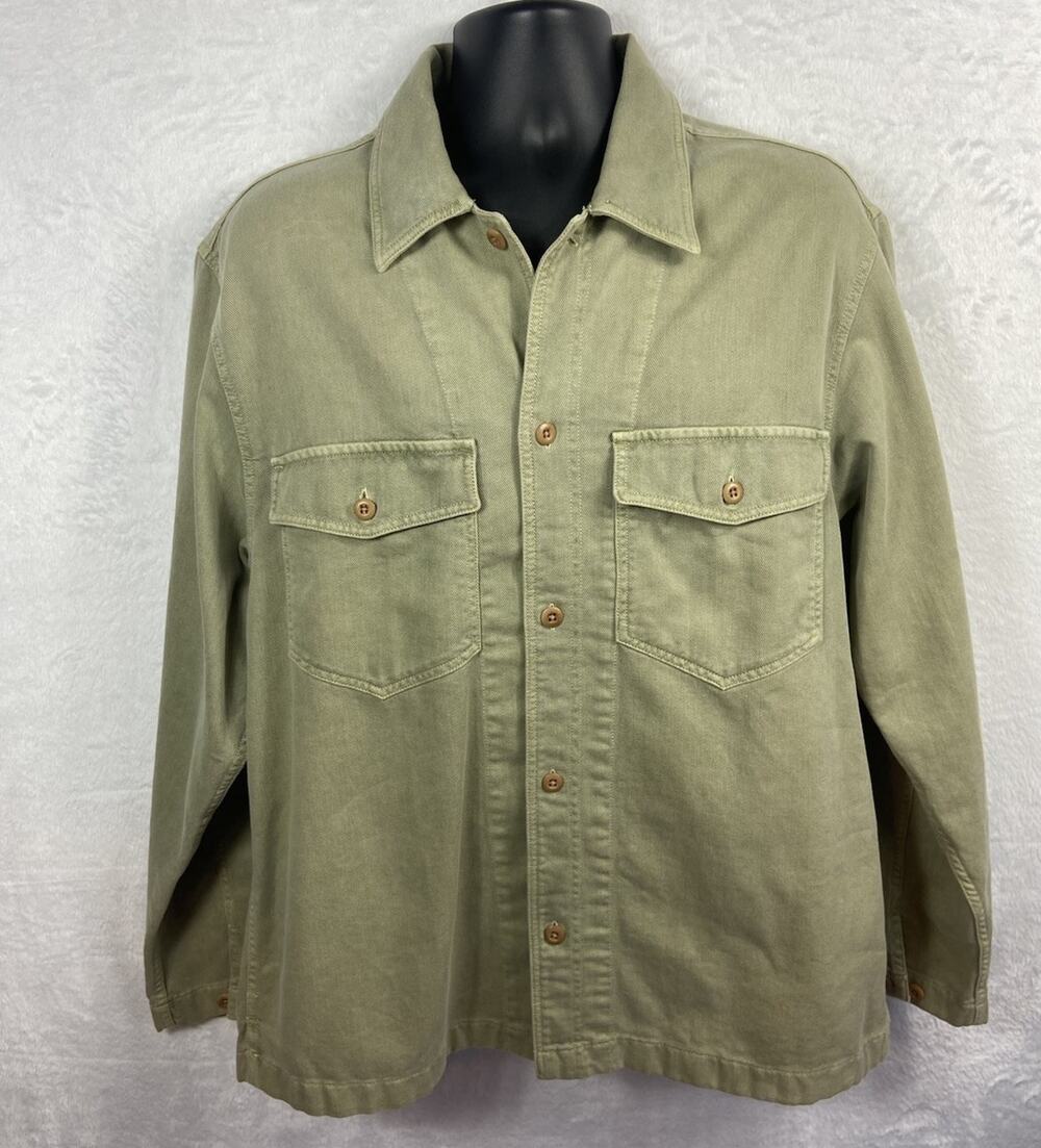 Madewell NWOT Chambray Button Up Mens Long Sleeve Green Gray Size L Holiday 2025